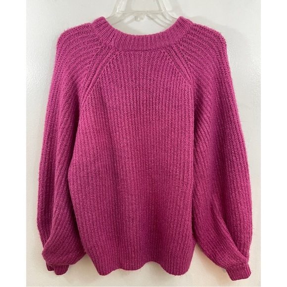 Pink Sweater Oversized Thick Knit Bell Sleeve Crewneck Size: S - Picture 1 of 9